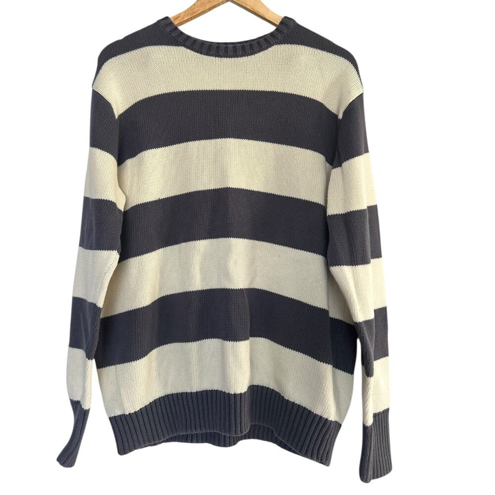 John Galt Brandy Melville Striped Cotton Crewneck Sweater Blue Cream One Size